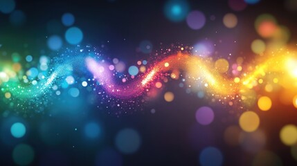 Colorful light streaks and bokeh.