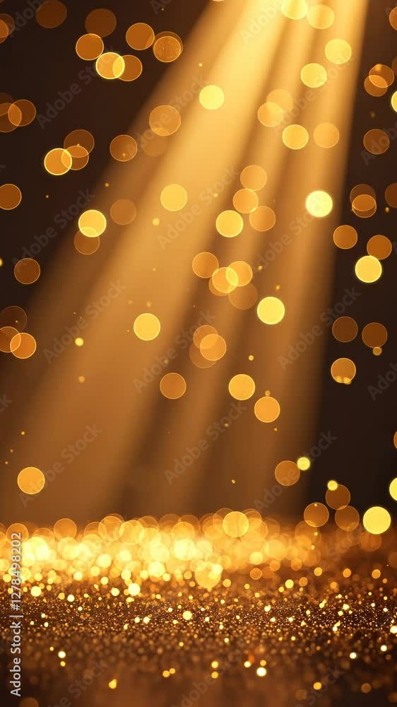 Poster A curtain with a bunch of lights on it. The lights are in different sizes and are scattered all over the curtain