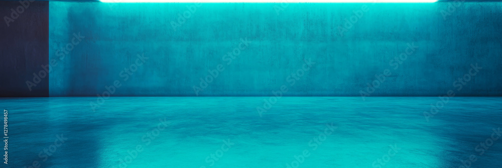 Poster neon aquamarine wall texture with smooth surface for modern design concepts