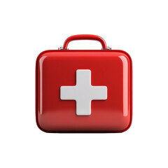 Red first aid kit with white cross for emergency medical supplies and essentials
