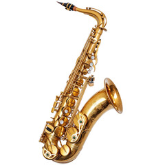 Naklejka premium A golden saxophone, against a Transparent background