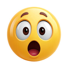 A really high quality 3d surprise yellow face emoji  illustration isolated on white background. A yellow surprised emoji with open mouth and big open eyes  illustration on white. The most used for 