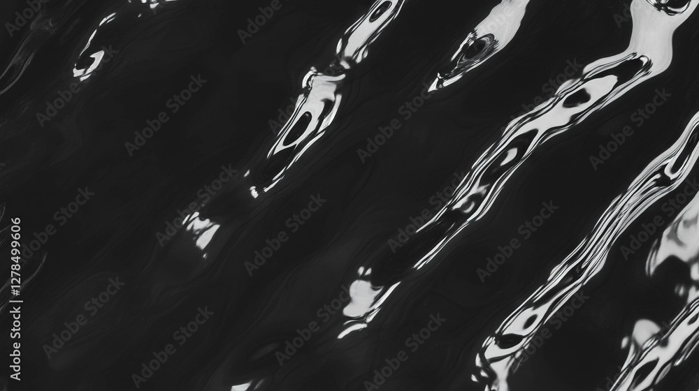 Poster glossy black obsidian wall texture with smooth glassy finish for modern design