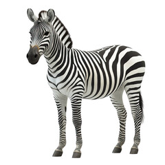 Obraz premium a zebra standing, with a full-body shot from head to toe, against a Transparent background.