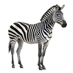 Obraz premium a zebra standing, with a full-body shot from head to toe, against a Transparent background.