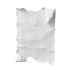 A piece of white paper with torn edges, isolated on a transparent background,