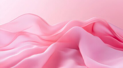 Obraz premium Smooth pink fabric cascades into gentle folds, creating a soft and delicate texture. The flowing layers and pastel tones evoke tranquility, elegance, and a dreamy atmosphere