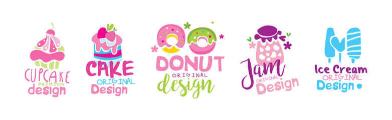 Sweet Shop Logo Original Design Template Vector Set