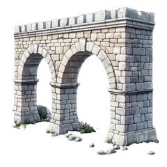 Fototapeta premium A Roman aqueduct with arches on a Transparent background,