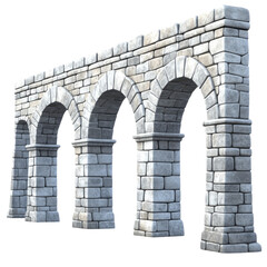 Fototapeta premium A Roman aqueduct with arches on a Transparent background,