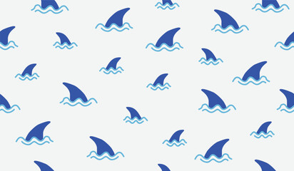 Cute shark fin pattern background vector design