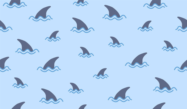 Cute shark fin pattern background vector design