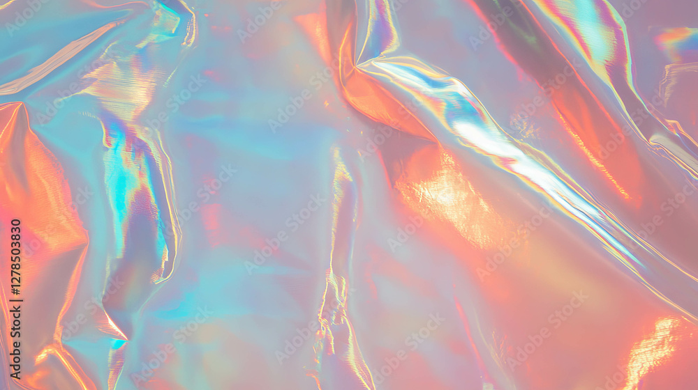 Poster pearlescent iridescent texture with soft pastel hues for design and decor