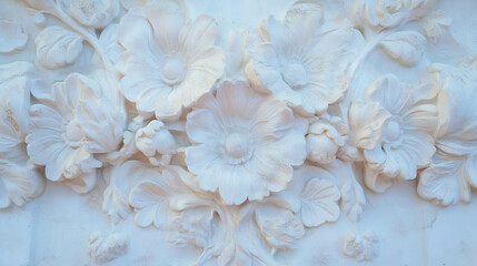 Intricate floral carving on plaster wall for elegant interior design