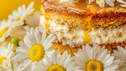 Honey Cake with Chamomile Flowers: A Sweet and Elegant Dessert