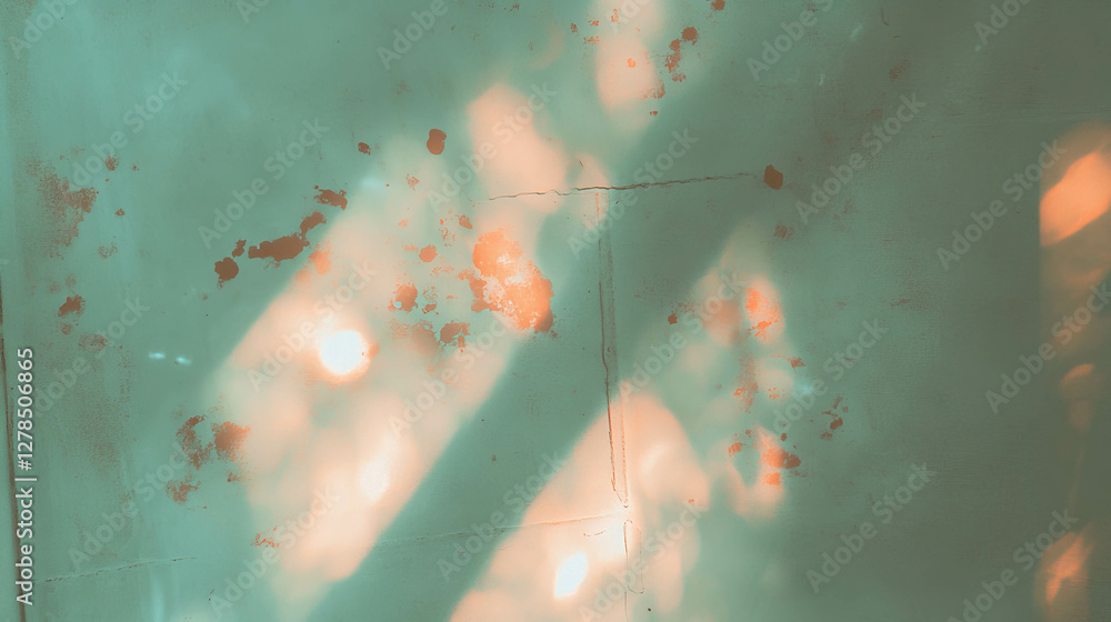 Poster abstract textured plaster wall with scattered painted patterns