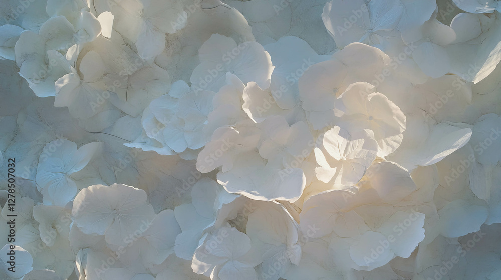 Poster elegant plaster texture with raised hydrangea floral design for decorative projects