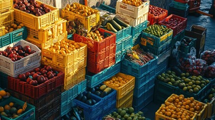 Fototapeta premium Colorful Produce Market Stall