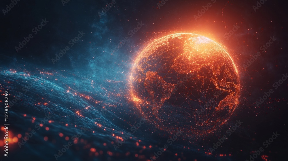 Poster globe global connectivity and networking earth