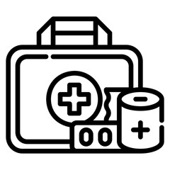 First aid kit. This is a vector single icon with a dashed line style. It is suitable for any purpose, such as website design, mobile app design, logo design, etc.