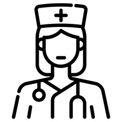 Nurse. This is a vector single icon with a dashed line style. It is suitable for any purpose, such as website design, mobile app design, logo design, etc.
