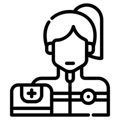 Paramedic. This is a vector single icon with a dashed line style. It is suitable for any purpose, such as website design, mobile app design, logo design, etc.
