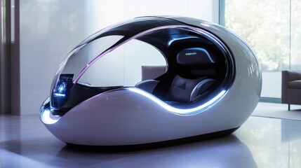 Fototapeta premium Futuristic Autonomous Vehicle: A Glimpse into Tomorrow's Transportation