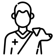 Veterinarian. This is a vector single icon with a dashed line style. It is suitable for any purpose, such as website design, mobile app design, logo design, etc.