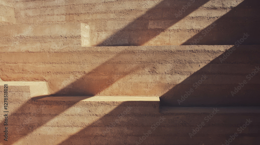 Leinwandbilder abstract texture of rammed earth clay wall with distinct lines and patterns for architectural design