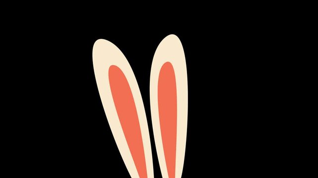 Funny Wiggling Bunny Ears. Playful Bunny Ears Peeking Animation on transparent background with alpha channel. Cute Easter Themed Motion Graphic