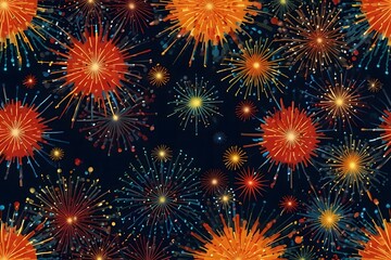 Fototapeta premium Vibrant Fireworks Display Night Sky Celebration Festive Pattern Background