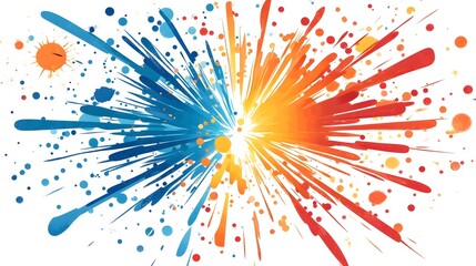 Colorful Explosion with Dynamic Paint Splatter and Vibrant Bursts