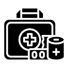 Obraz premium First aid kit. This is a vector single icon with a solid style. It is suitable for any purpose, such as website design, mobile app design, logo design, etc.