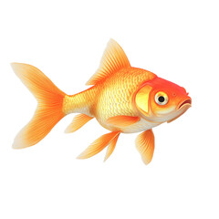 Goldfish on a white background, isolated image of a goldfish, cutout PNG file with a transparent background,