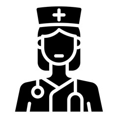 Nurse. This is a vector single icon with a solid style. It is suitable for any purpose, such as website design, mobile app design, logo design, etc.