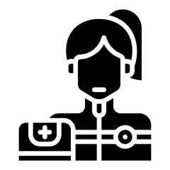 Paramedic. This is a vector single icon with a solid style. It is suitable for any purpose, such as website design, mobile app design, logo design, etc.