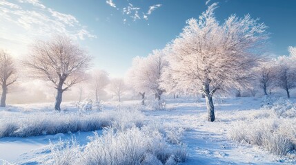 Obraz premium Frosty Winter Sunrise Landscape