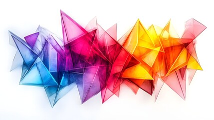 Vibrant Geometric Mosaic of Prismatic Triangles and Polygons in Iridescent Colors