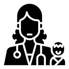 Pediatrician. This is a vector single icon with a solid style. It is suitable for any purpose, such as website design, mobile app design, logo design, etc.