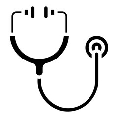 Stethoscope. This is a vector single icon with a solid style. It is suitable for any purpose, such as website design, mobile app design, logo design, etc.