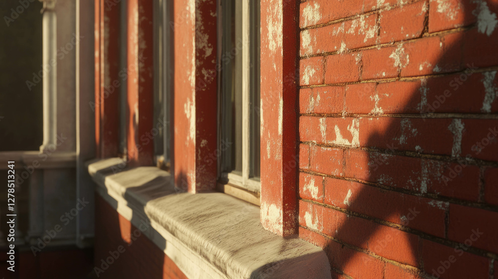 Poster urban architecture detail with red brick and stucco texture