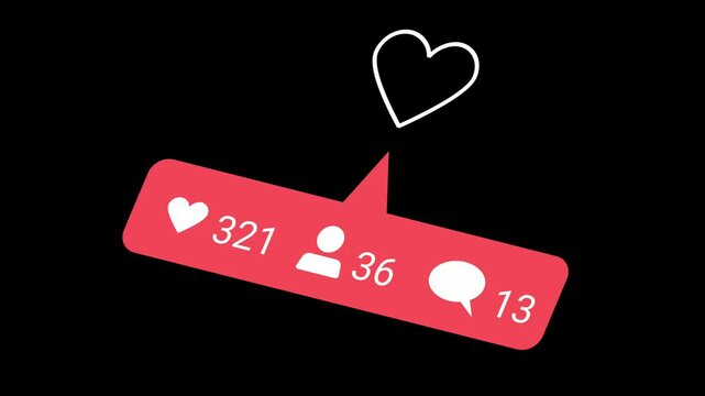 Engaging Social Media Interactions Visualized Through Hearts, Likes, and Comments Statistics. 856 likes 95 follower 35 comment.