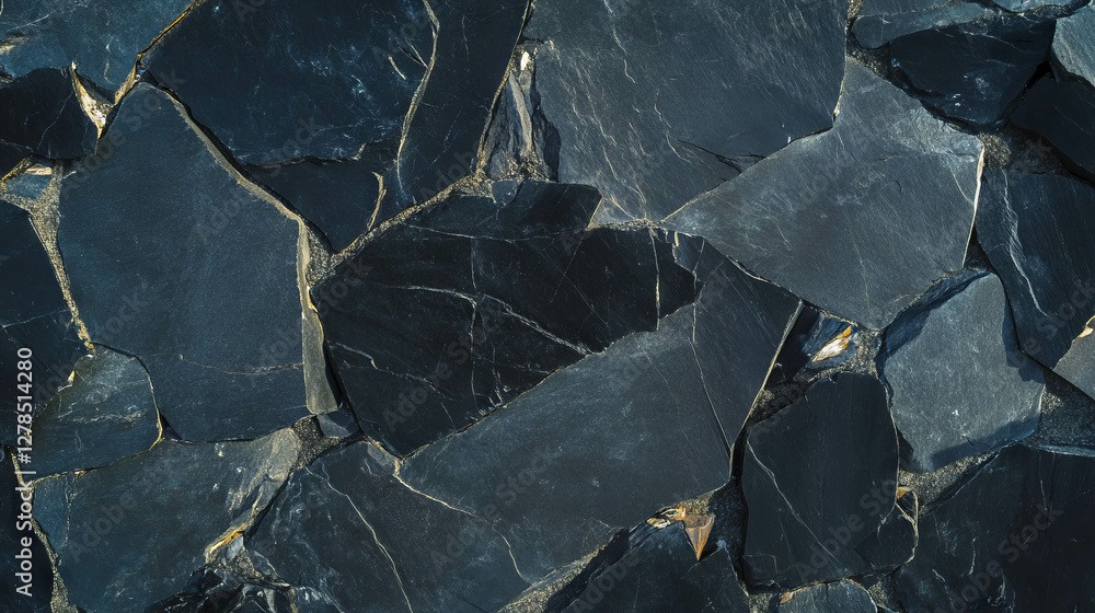Poster textured surface of rough black slate with deep cracks for design and background use