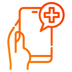 Telemedicine app. This is a vector single icon with a dashed line gradient style. It is suitable for any purpose, such as website design, mobile app design, logo design, etc.