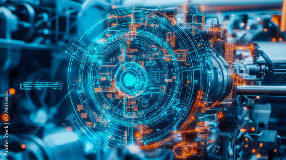 Aufkleber complex machinery blueprint: intricate system of interconnected mechanical parts for engineering, ro