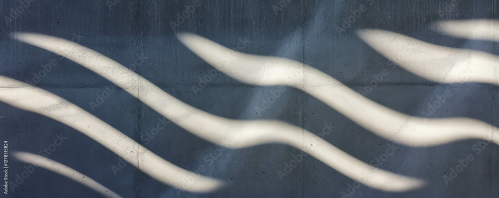 Poster Abstract pattern of light and shadow on concrete with rounded ribs texture