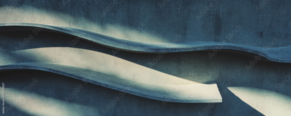 Poster abstract design of rounded horizontal concrete ribs with shadow play