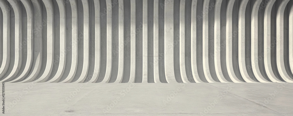 Poster Architectural design with rounded intersecting ribs on concrete surface