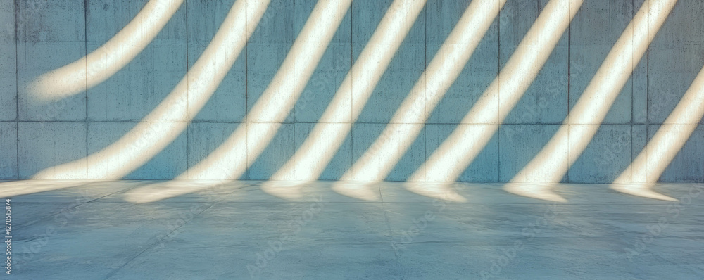 Poster Abstract pattern of rounded intersecting ribs on concrete surface for modern design