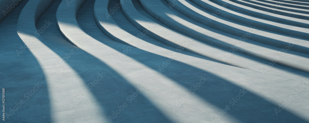 Poster abstract pattern of rounded horizontal ribs on concrete surface with dramatic shadows